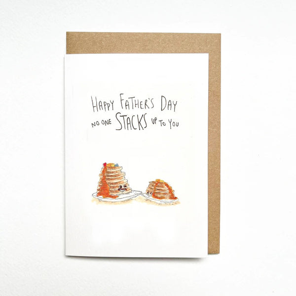 Happy Father's Day, No One Stacks Up To You | Greeting Card by Well Drawn. Australian Art Prints and Homewares. Green Door Decor. www.greendoordecor.com.au