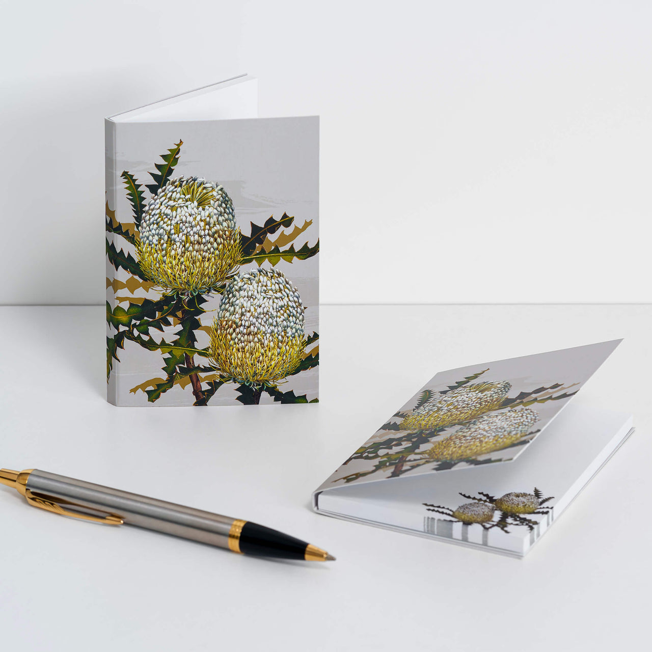 White Collection Notepad | Showy Banksias by Bell Art. Australian Art Prints and Homewares. Green Door Decor. www.greendoordecor.com.au