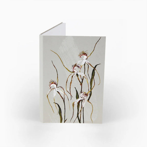 White Collection Notepad | Spider Orchid by Bell Art. Australian Art Prints and Homewares. Green Door Decor. www.greendoordecor.com.au