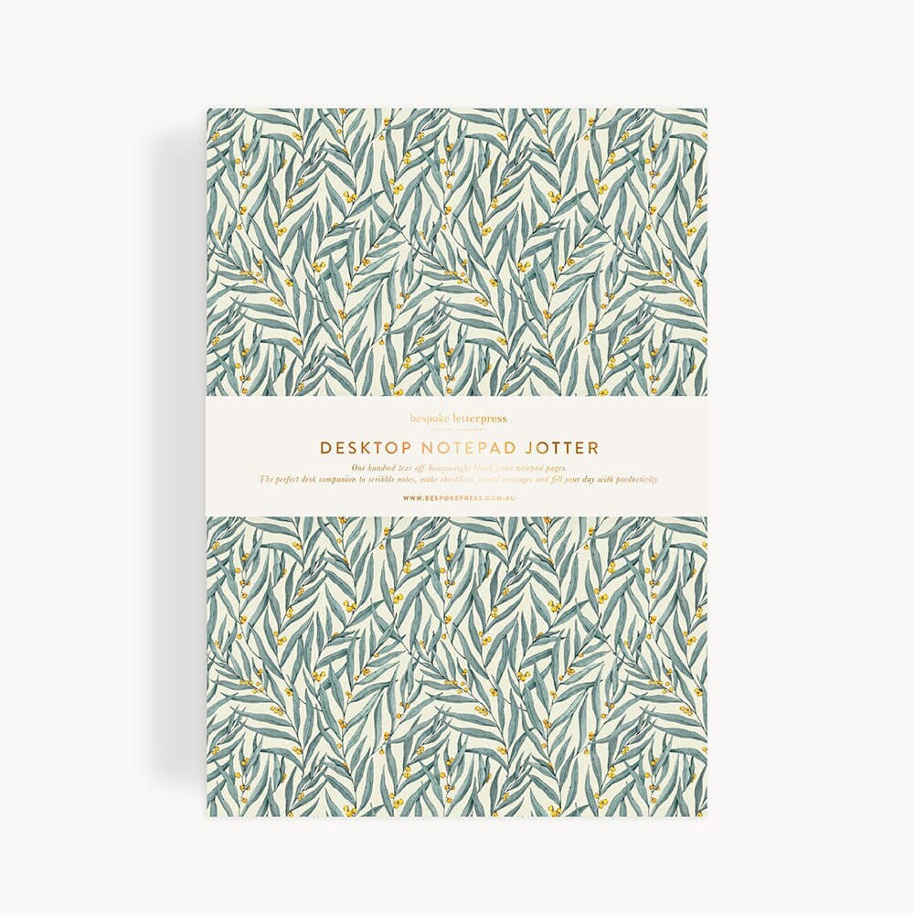 Notepad Jotter | Golden Wattle by Bespoke Letterpress. Australian Art Prints, Gifts, Fashion and Homewares. Green Door Decor. www.greendoordecor.com.au