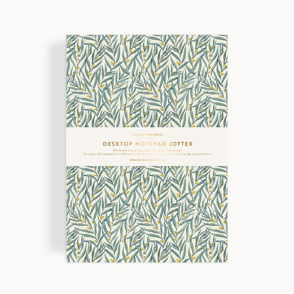 Notepad Jotter | Golden Wattle by Bespoke Letterpress. Australian Art Prints, Gifts, Fashion and Homewares. Green Door Decor. www.greendoordecor.com.au