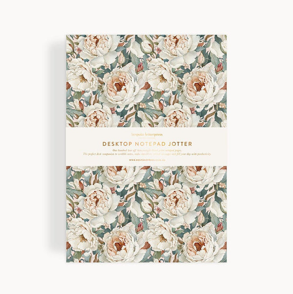Notepad Jotter | Heritage Roses by Bespoke Letterpress. Australian Art Prints, Gifts, Fashion and Homewares. Green Door Decor. www.greendoordecor.com.au