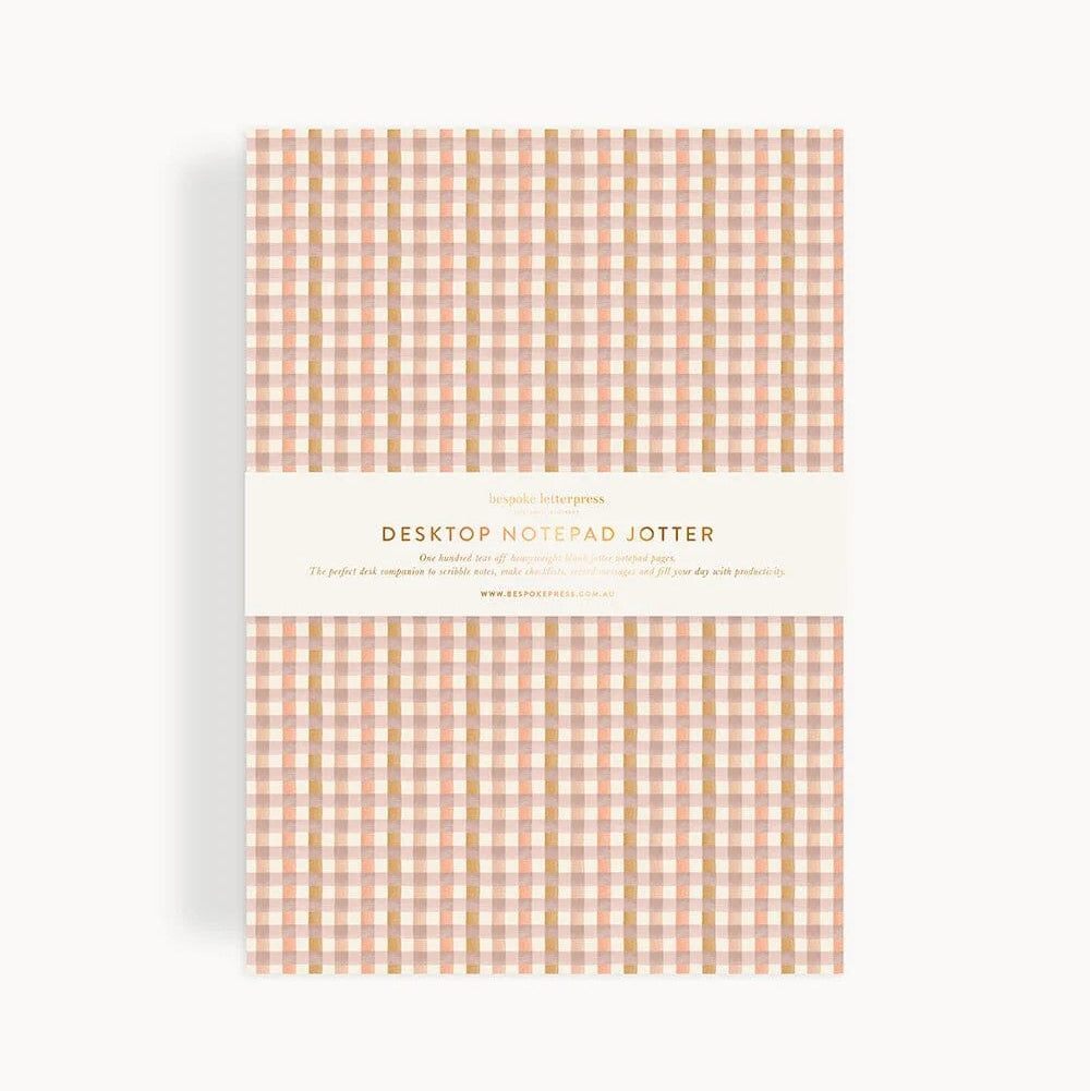 Notepad Jotter | Primrose Gingham by Bespoke Letterpress. Australian Art Prints, Gifts, Fashion and Homewares. Green Door Decor. www.greendoordecor.com.au