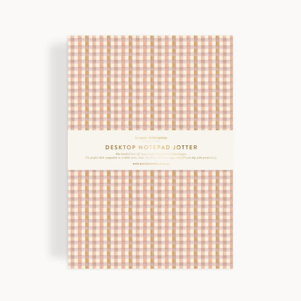 Notepad Jotter | Primrose Gingham by Bespoke Letterpress. Australian Art Prints, Gifts, Fashion and Homewares. Green Door Decor. www.greendoordecor.com.au