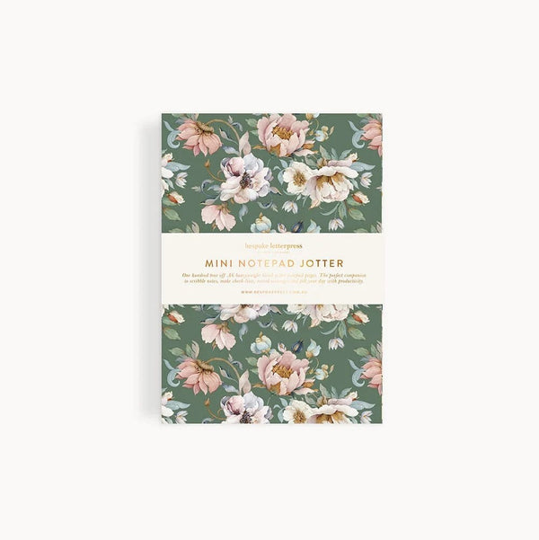 Notepad Mini Jotter | Ashbourne Garden by Bespoke Letterpress. Australian Art Prints, Gifts, Fashion and Homewares. Green Door Decor. www.greendoordecor.com.au