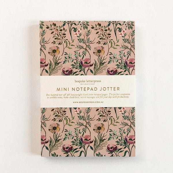 Notepad Mini Jotter | Dancing Poppies by Bespoke Letterpress. Australian Art Prints and Homewares. Green Door Decor. www.greendoordecor.com.au