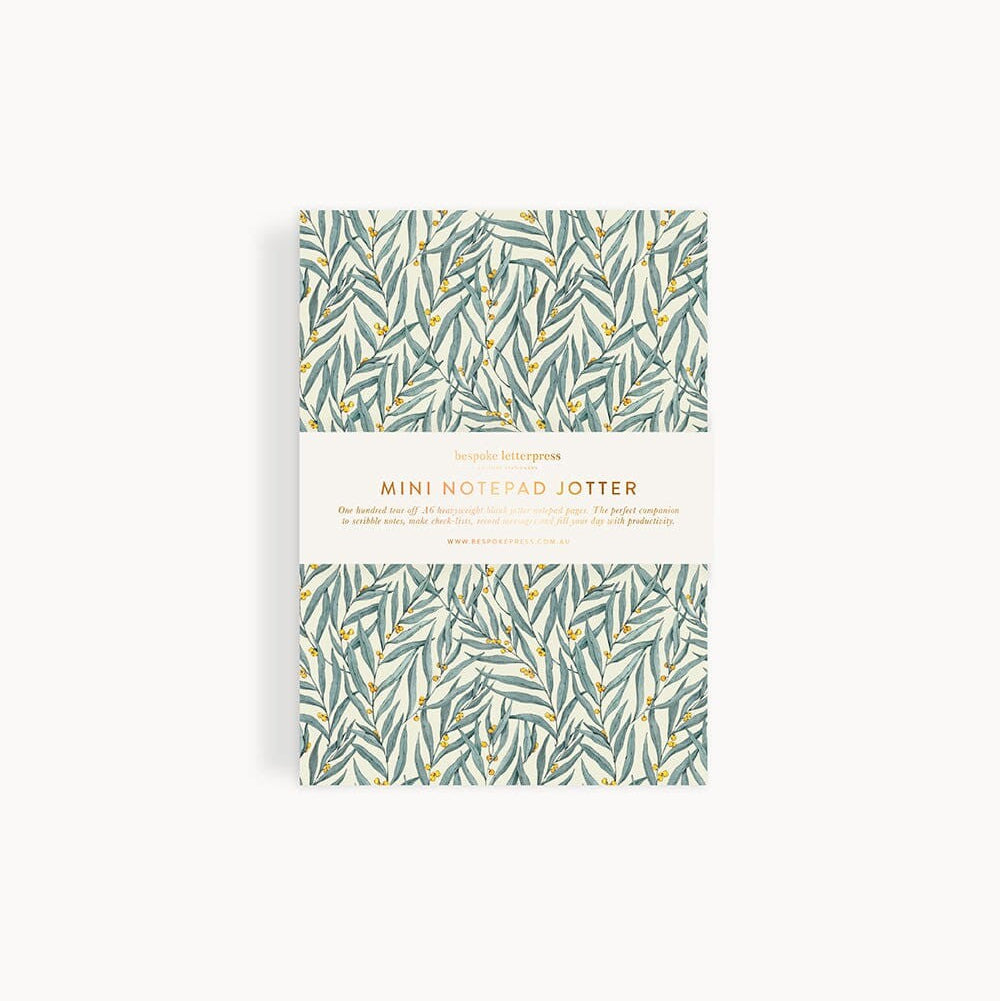 Notepad Mini Jotter | Golden Wattle by Bespoke Letterpress. Australian Art Prints, Gifts, Fashion and Homewares. Green Door Decor. www.greendoordecor.com.au