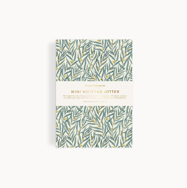 Notepad Mini Jotter | Golden Wattle by Bespoke Letterpress. Australian Art Prints, Gifts, Fashion and Homewares. Green Door Decor. www.greendoordecor.com.au