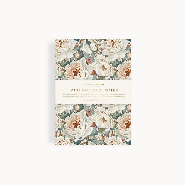Notepad Mini Jotter | Heritage Roses by Bespoke Letterpress. Australian Art Prints, Gifts, Fashion and Homewares. Green Door Decor. www.greendoordecor.com.au