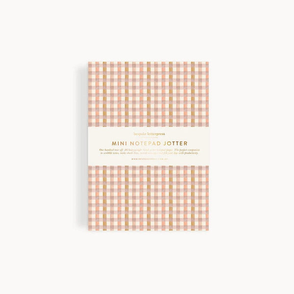 Notepad Mini Jotter | Primrose Gingham by Bespoke Letterpress. Australian Art Prints, Gifts, Fashion and Homewares. Green Door Decor. www.greendoordecor.com.au