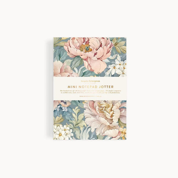 Notepad Mini Jotter | Regency Blooms by Bespoke Letterpress. Australian Art Prints, Gifts, Fashion and Homewares. Green Door Decor. www.greendoordecor.com.au