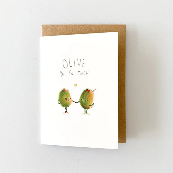 Olive You So Much | Greeting Card by Well Drawn. Australian Art Prints and Homewares. Green Door Decor. www.greendoordecor.com.au