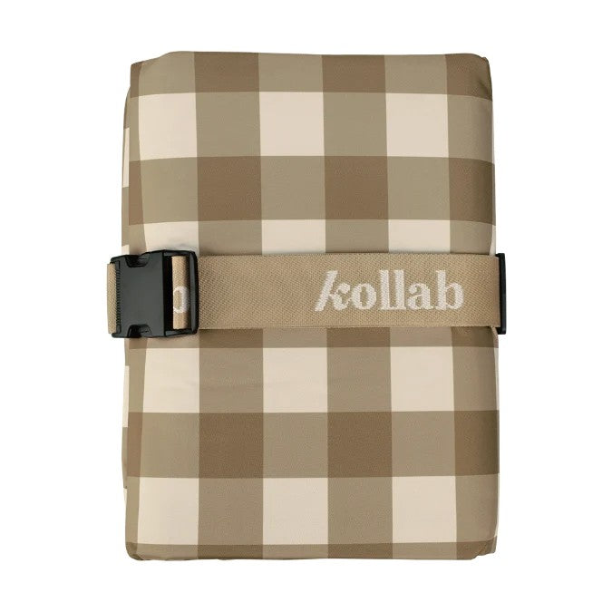 Holiday Picnic Mat | Olive Check by Kollab. Australian Art Prints, Gifts, Fashion and Homewares. Green Door Decor. www.greendoordecor.com.au