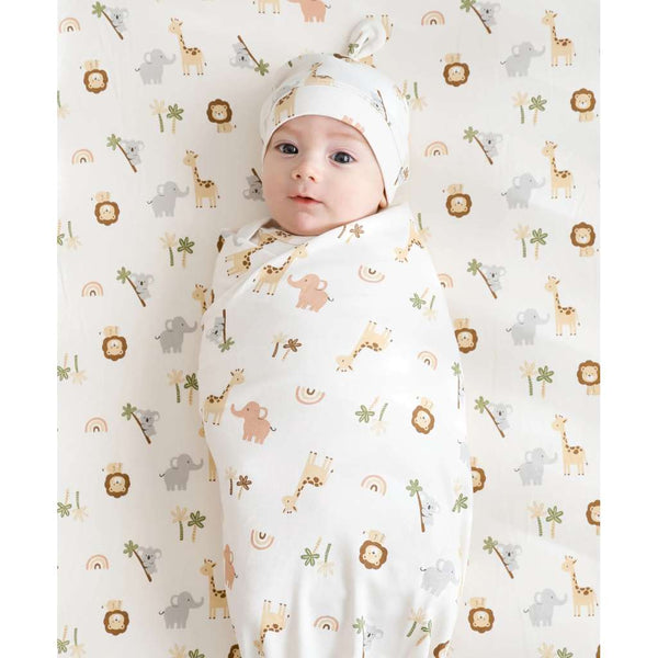 Organic Cotton Baby Swaddle Wrap | Zoo by Lummi in Colour. Australian Art Prints, Gifts, Fashion and Homewares. Green Door Decor. www.greendoordecor.com.au