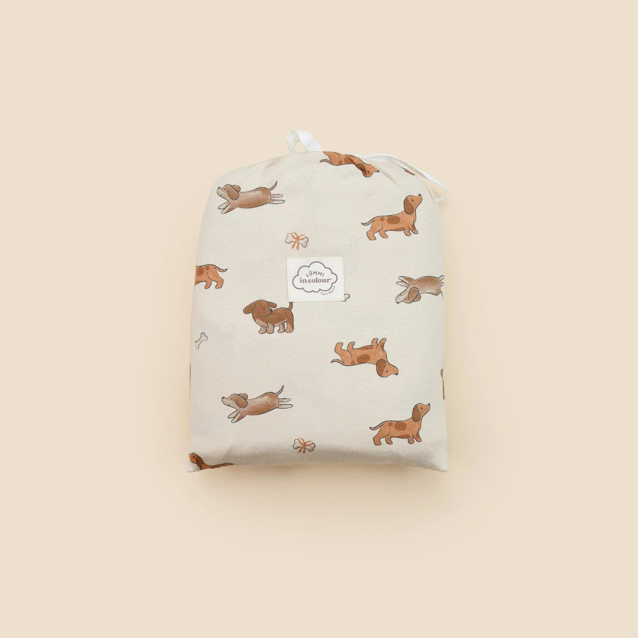 Organic Cotton Cot Sheet | Dachshund Dog by Lummi in Colour. Australian Art Prints, Gifts, Fashion and Homewares. Green Door Decor. www.greendoordecor.com.au