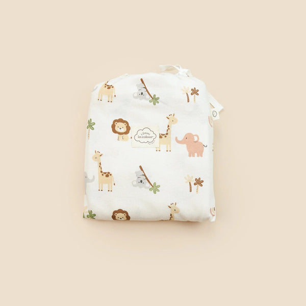Organic Cotton Cot Sheet | Zoo by Lummi in Colour. Australian Art Prints, Gifts, Fashion and Homewares. Green Door Decor. www.greendoordecor.com.au