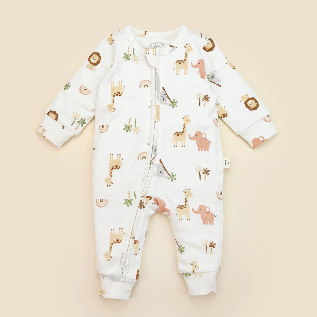 Organic Cotton Zip Growsuit | Zoo by Lummi in Colour. Australian Art Prints, Gifts, Fashion and Homewares. Green Door Decor. www.greendoordecor.com.au