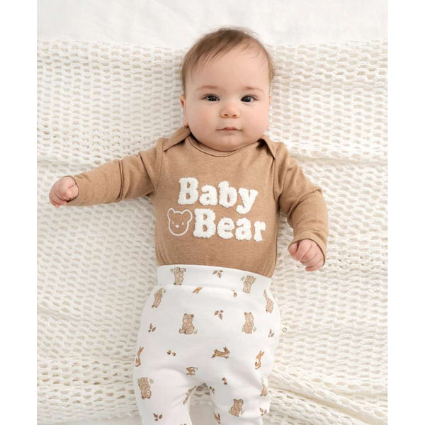 Organic Cotton Long Sleeve Bodysuit | Chenille Baby Bear by Lummi in Colour. Australian Art Prints, Gifts, Fashion and Homewares. Green Door Decor. www.greendoordecor.com.au