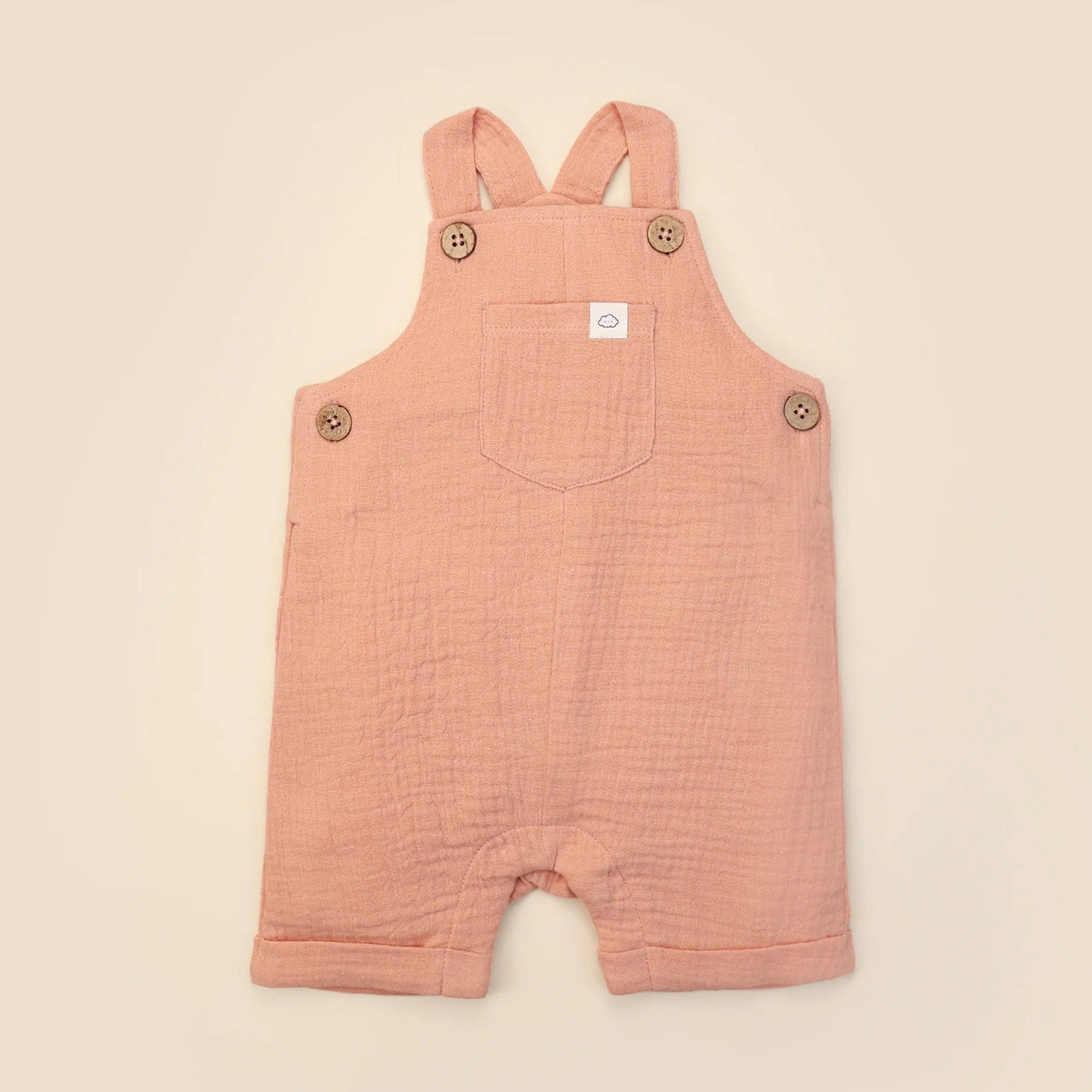 Organic Cotton Muslin Overall Romper | Clay by Lummi in Colour. Australian Art Prints, Gifts, Fashion and Homewares. Green Door Decor. www.greendoordecor.com.au