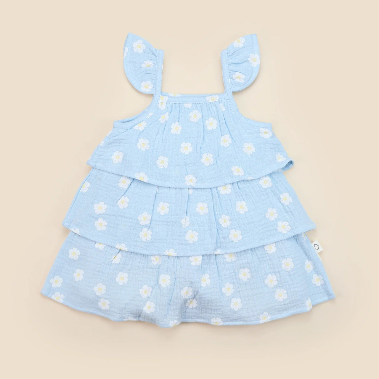 Organic Cotton Muslin Tiered Dress | Daisy Blue by Lummi in Colour. Australian Art Prints, Gifts, Fashion and Homewares. Green Door Decor. www.greendoordecor.com.au