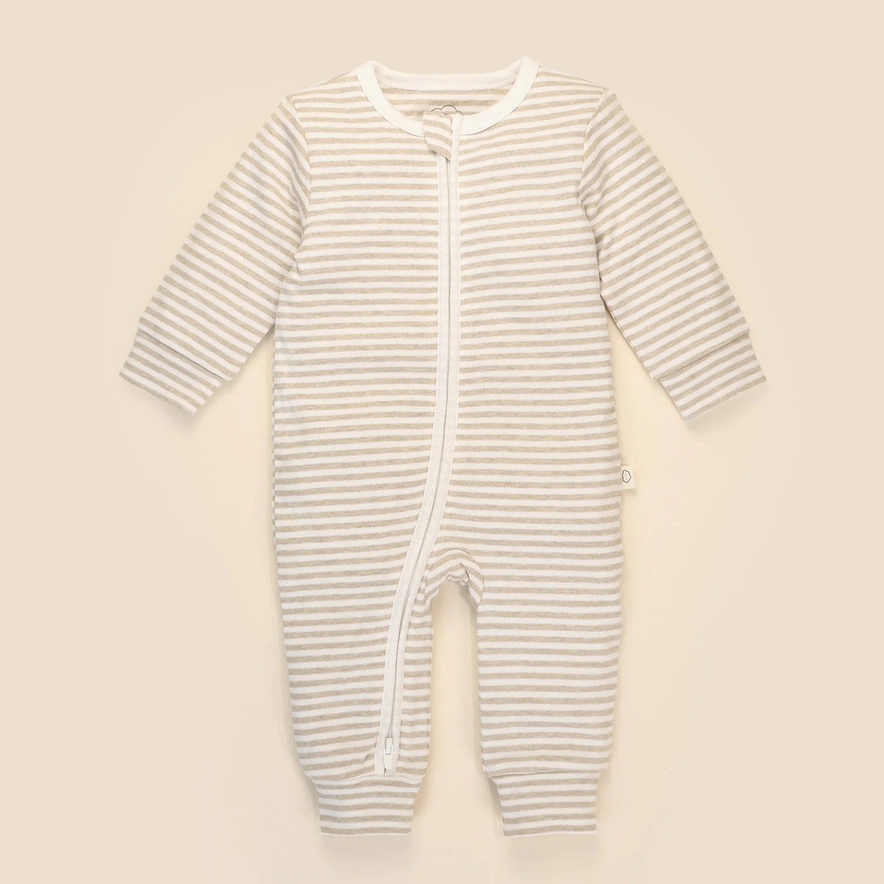 Organic Cotton Zip Growsuit | Oat Stripes by Lummi in Colour. Australian Art Prints, Gifts, Fashion and Homewares. Green Door Decor. www.greendoordecor.com.au