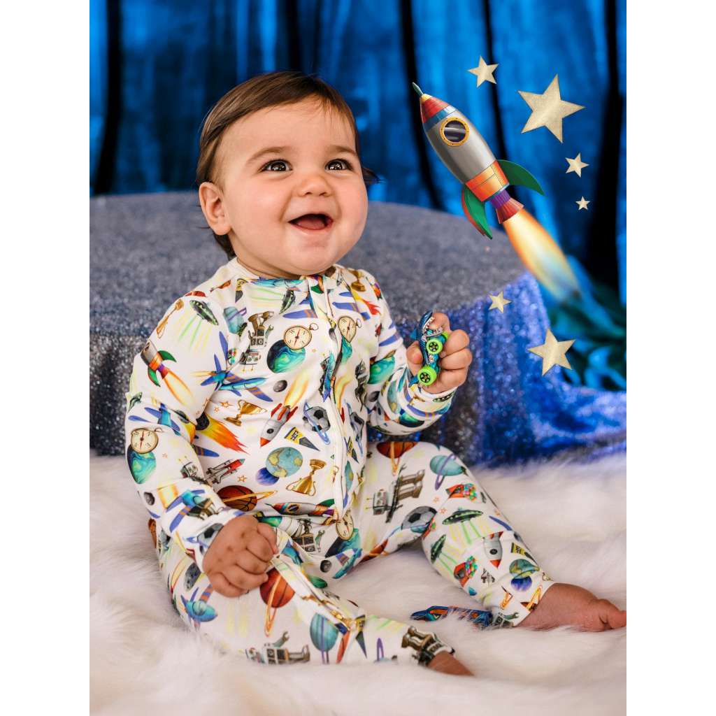 Outer Space | Timeless Coverall - Cloud White by Fleur Harris. Australian Art Prints, Gifts, Fashion and Homewares. Green Door Decor. www.greendoordecor.com.au