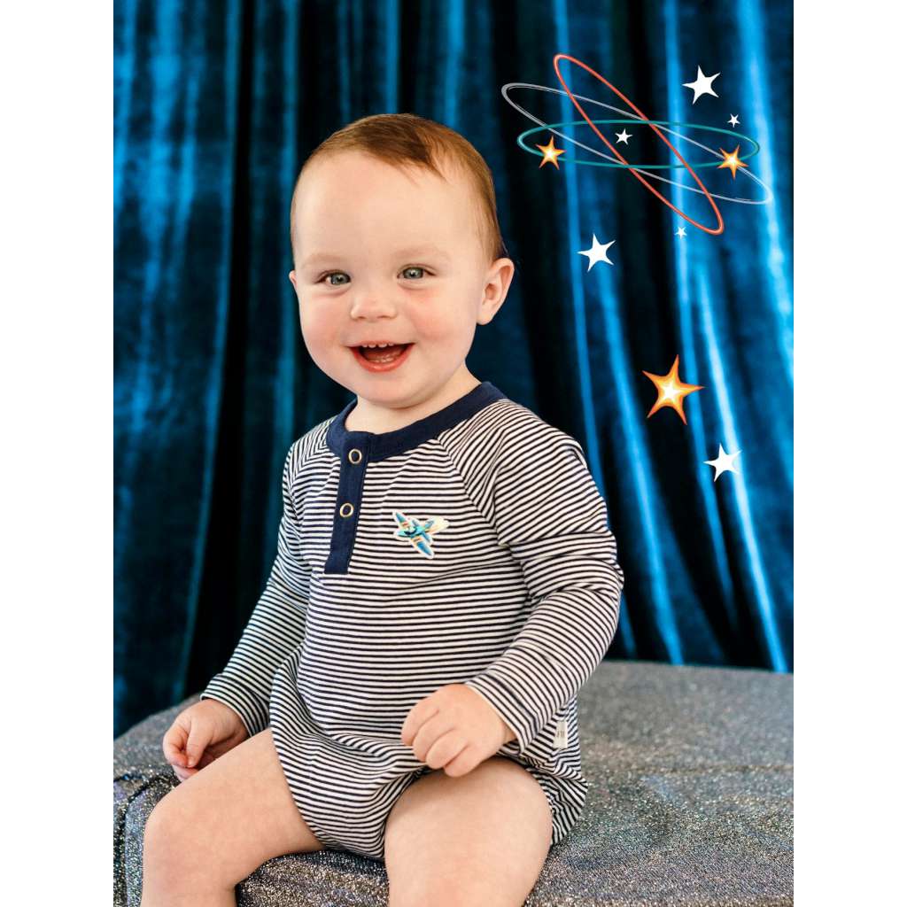 Out of This World | Pilot Bodysuit - Navy by Fleur Harris. Australian Art Prints, Gifts, Fashion and Homewares. Green Door Decor. www.greendoordecor.com.au