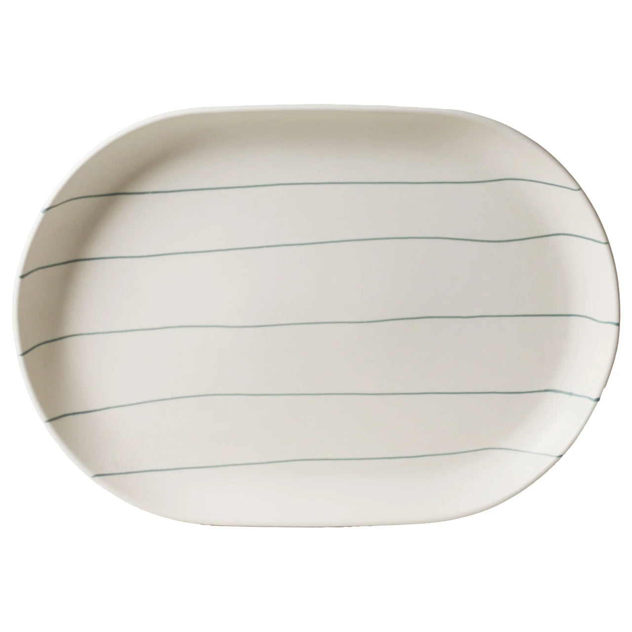 Oval Tray | Cream with Green Stripe by Robert Gordon. Australian Art Prints and Homewares. Green Door Decor. www.greendoordecor.com.au