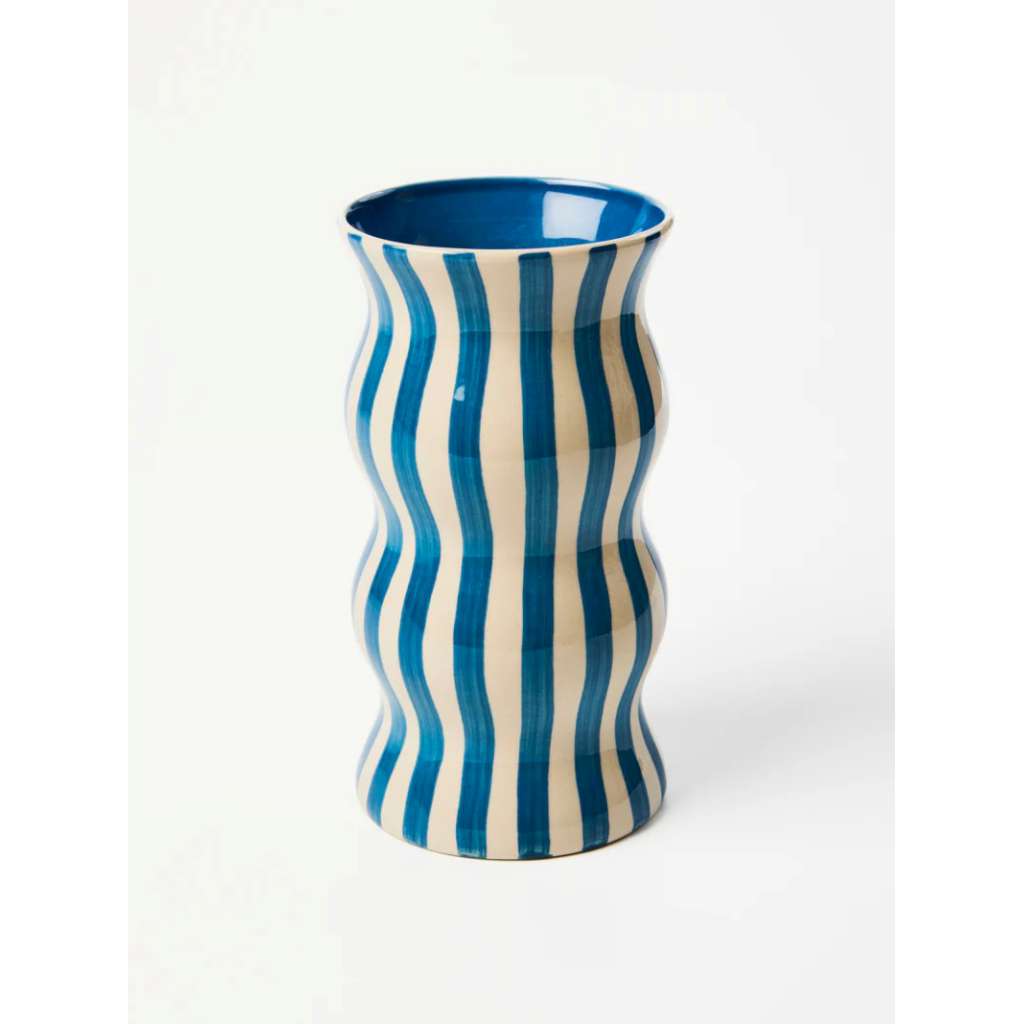 'Palma' Navy Stripe Vase by Jones and Co. Australian Art Prints, Fashion and Homewares. Green Door Decor. www.greendoordecor.com.au