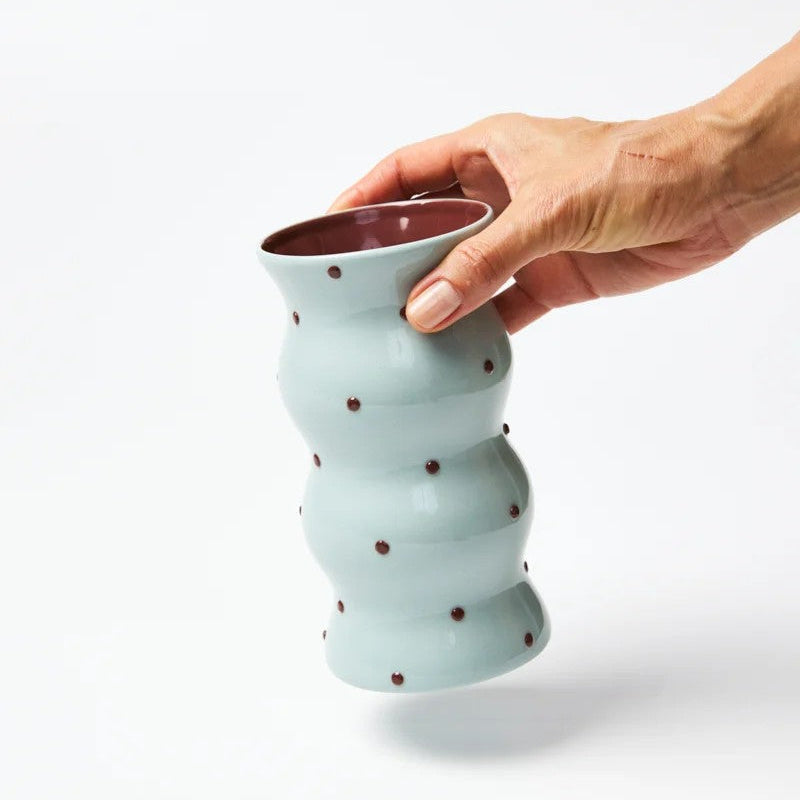 'Palma' Vase | Blue Brown Dotty by Jones and Co. Australian Art Prints, Gifts, Fashion and Homewares. Green Door Decor. www.greendoordecor.com.au