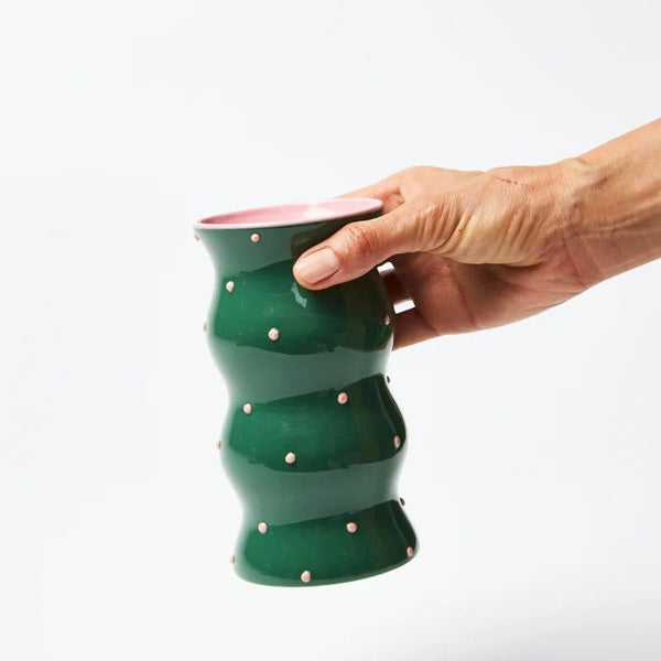 'Palma' Vase | Green Pink Dotty by Jones and Co. Australian Art Prints, Gifts, Fashion and Homewares. Green Door Decor. www.greendoordecor.com.au