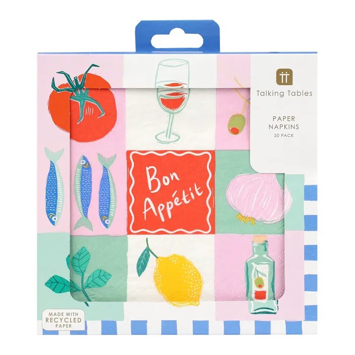 Talking Tables | Paper Napkin Pack | Bon Appetit by Paperie. Australian Art Prints, Gifts, Fashion and Homewares. Green Door Decor. www.greendoordecor.com.au
