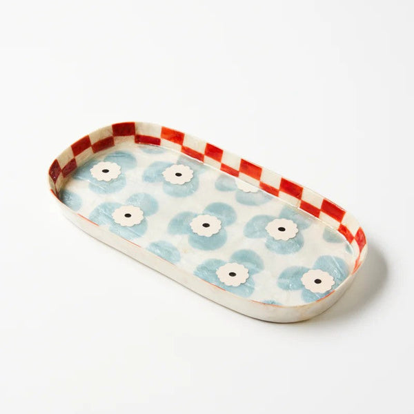 'Paradis' Blue Flower Tray by Jones and Co. Australian Art Prints, Fashion and Homewares. Green Door Decor. www.greendoordecor.com.au