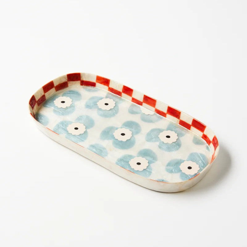 'Paradis' Blue Flower Tray by Jones and Co. Australian Art Prints, Fashion and Homewares. Green Door Decor. www.greendoordecor.com.au