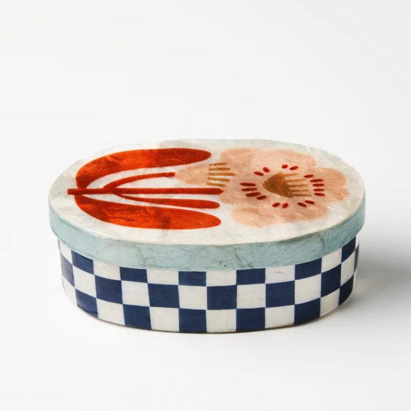 'Paradis' Navy Large Box by Jones and Co. Australian Art Prints and Homewares. Green Door Decor. www.greendoordecor.com.au