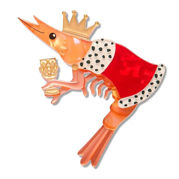 Pascal the King Prawn Brooch | Erstwilder. Australian Art Prints, Gifts, Fashion and Homewares. Green Door Decor. www.greendoordecor.com.au