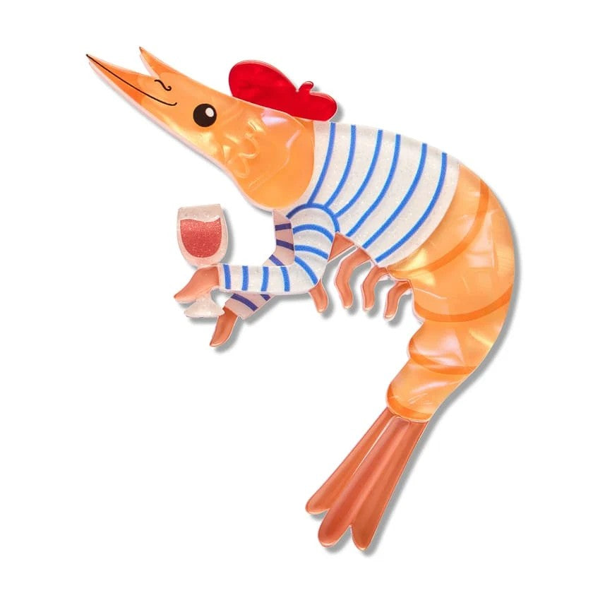 Pascal the Parisian Prawn Brooch | Erstwilder. Australian Art Prints, Gifts, Fashion and Homewares. Green Door Decor. www.greendoordecor.com.au