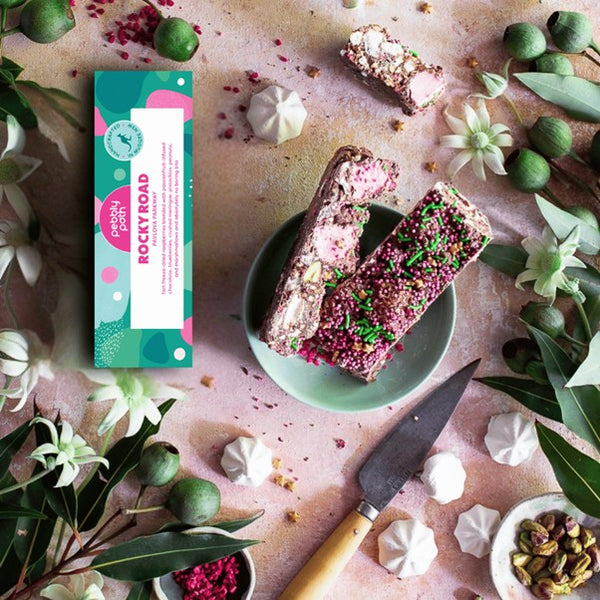 Pavlova Parkway Rocky Road 100g by Pebbly Path. Australian Art Prints, Fashion and Homewares. Green Door Decor. www.greendoordecor.com.au