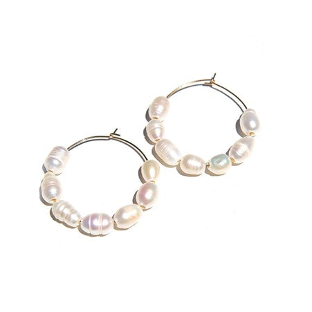 Pearl Hoops in Gold by Kingston Jewellery. Australian Art Prints and Homewares. Green Door Decor. www.greendoordecor.com.au