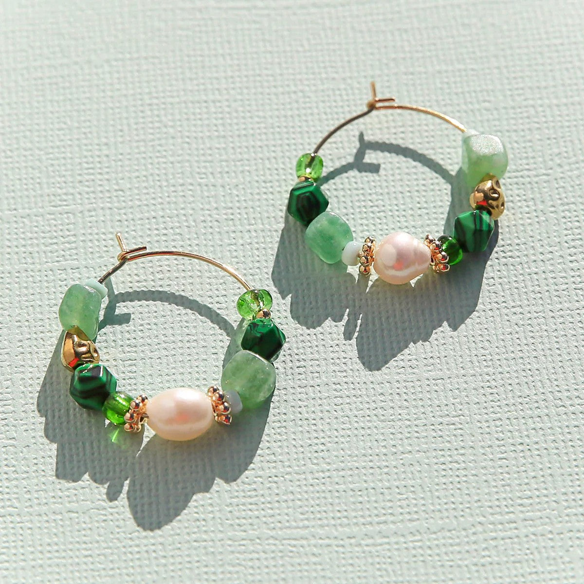 'Petite Green Mix' Hoop Earrings by Kingston Jewellery. Australian Art Prints, Fashion and Homewares. Green Door Decor. www.greendoordecor.com.au