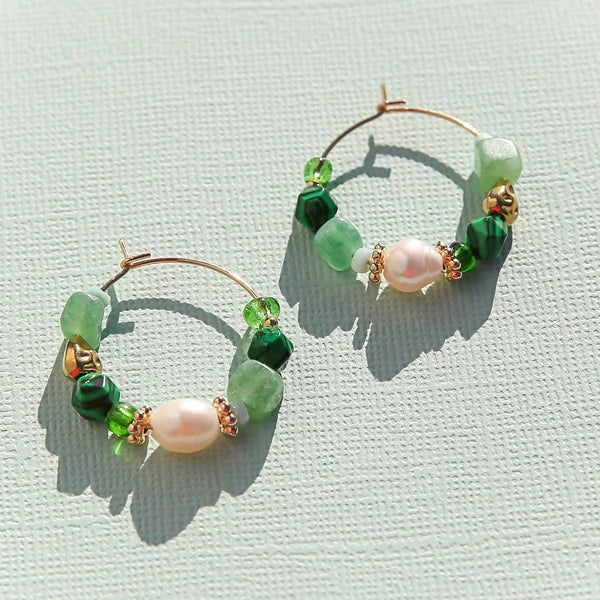 'Petite Green Mix' Hoop Earrings by Kingston Jewellery. Australian Art Prints, Fashion and Homewares. Green Door Decor. www.greendoordecor.com.au