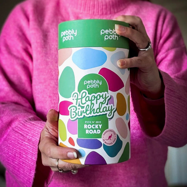 Pick 'n Mix Rocky Road Cylinder | Happy Birthday by Pebbly Path. Australian Art Prints, Gifts, Fashion and Homewares. Green Door Decor. www.greendoordecor.com.au