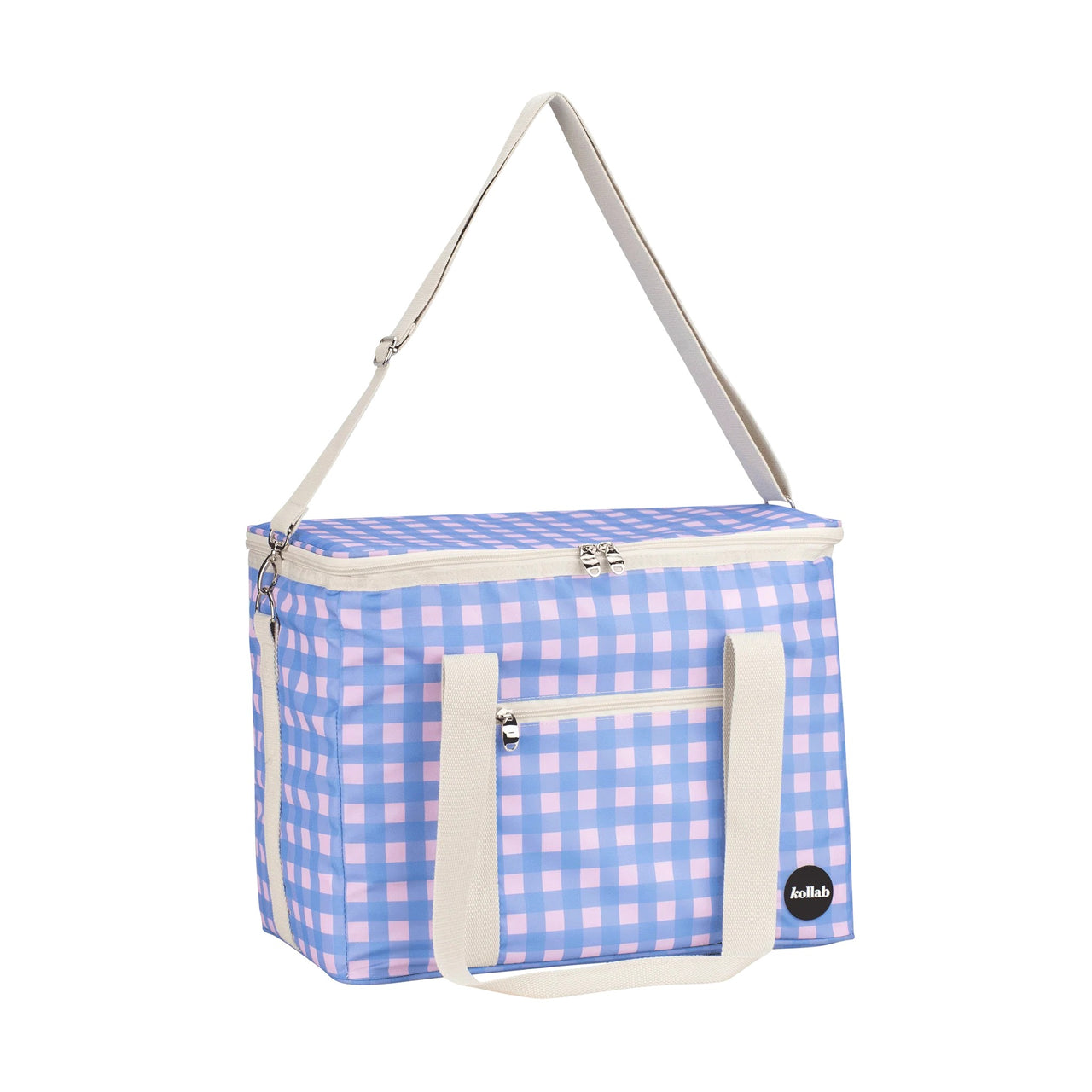 Holiday Picnic Bag | Skyberry Gingham by Kollab. Australian Art Prints and Homewares. Green Door Decor. www.greendoordecor.com.au