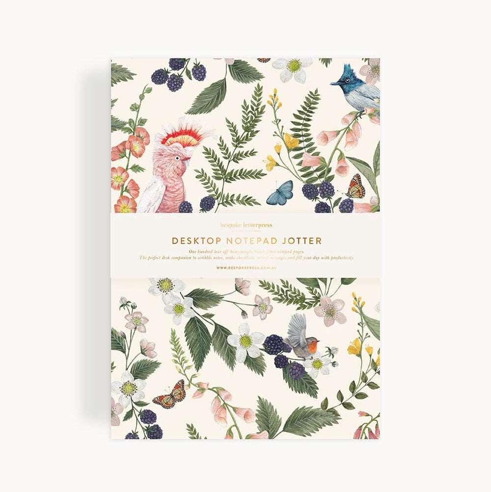 Notepad Jotter | Pink Cockatoo by Bespoke Letterpress. Australian Art Prints and Homewares. Green Door Decor. www.greendoordecor.com.au