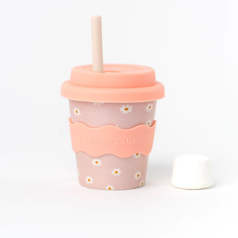 Baby Chino Cup (4oz) | Pink Daisy by Chino Club. Australian Art Prints and Homewares. Green Door Decor. www.greendoordecor.com.au