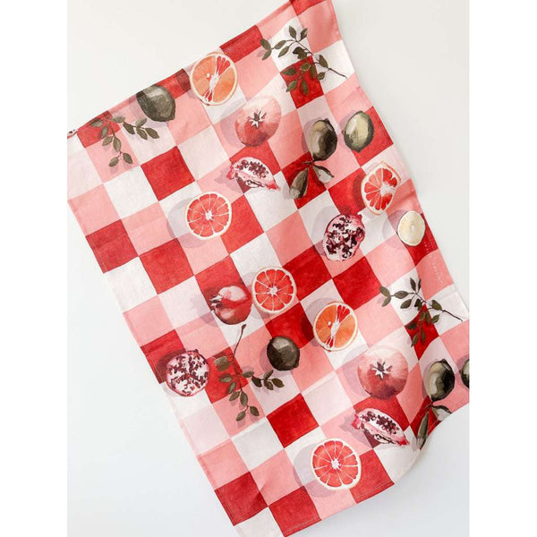 Pink Gingham Linen Tea Towel | Whitney Spicer Art. Australian Art Prints and Homewares. Green Door Decor. www.greendoordecor.com.au