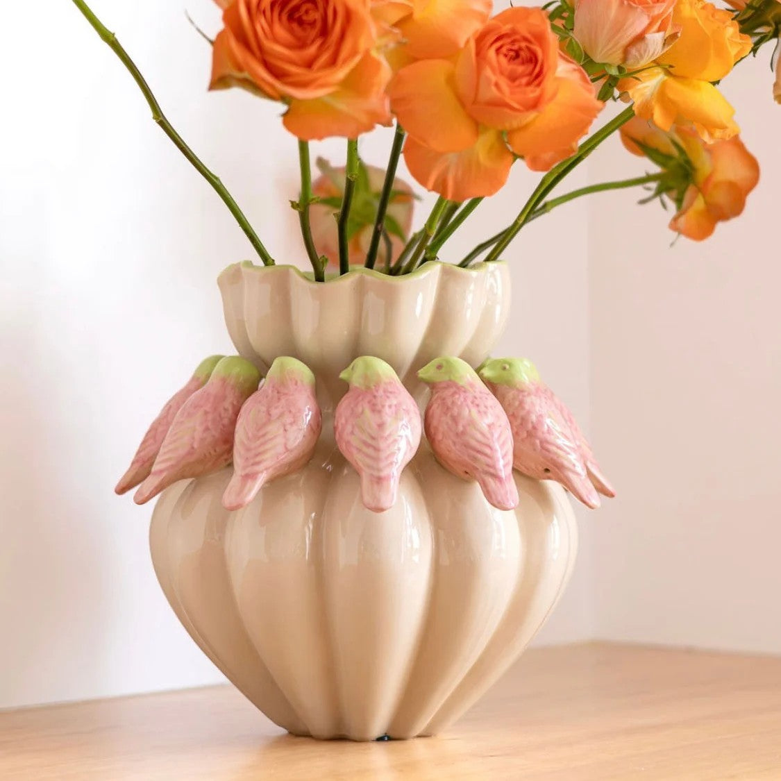 Pink & Green Large Bird Vase by Noss & Co. Australian Art Prints, Gifts, Fashion and Homewares. Green Door Decor. www.greendoordecor.com.au