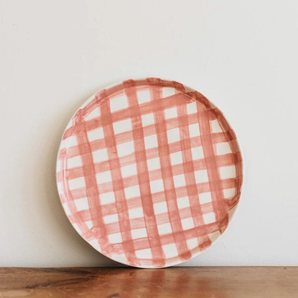 Platter | Pink Gingham by Noss Ceramics. Australian Art Prints and Homewares. Green Door Decor. www.greendoordecor.com.au
