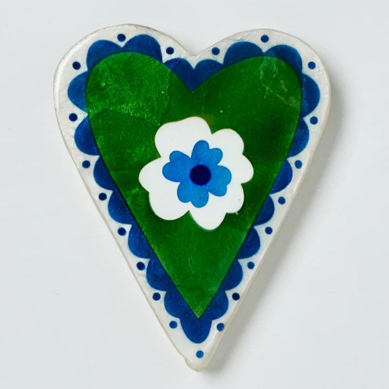 Poppy Green Heart Tile by Jones and Co. Australian Art Prints and Homewares. Green Door Decor. www.greendoordecor.com.au