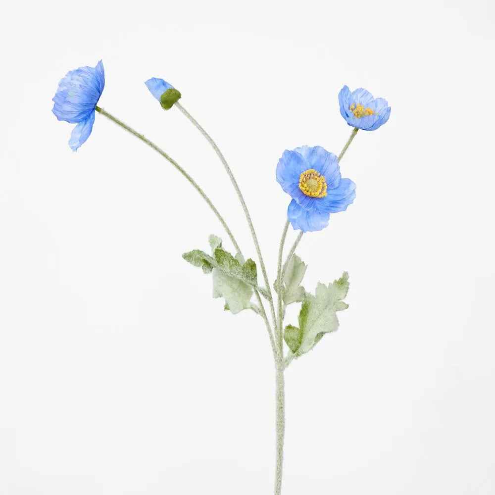 Faux Flower | Poppy Spray Blue 59cm by Florabelle Living. Australian Art Prints and Homewares. Green Door Decor. www.greendoordecor.com.au